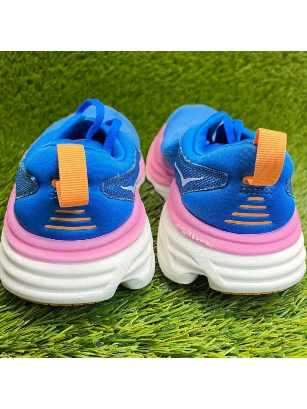 Hoka One One Bondi 8 Womens Size 7D Blue Pink Athletic Running Shoes Sneakers